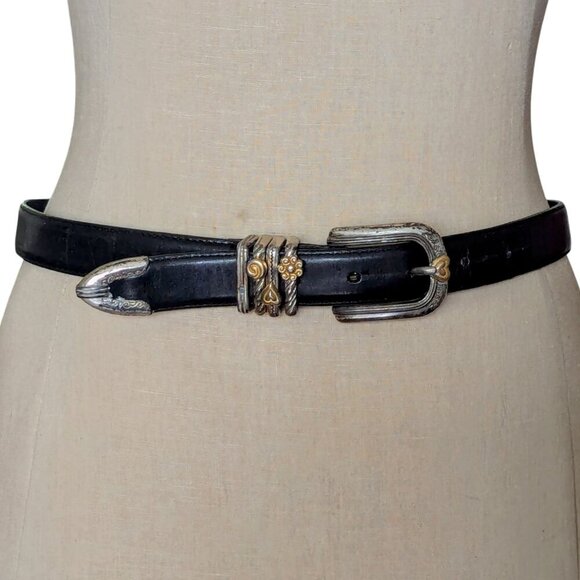 Brighton Leather Silver Western Belt Heart Festival #23103 Vintage 1996 Boho - Picture 1 of 10
